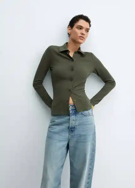 Camisa Orion Khaki Talla 24 Mujer Mango