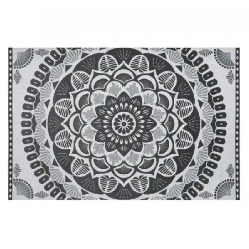 Individual Rectangular. Material: Polipropileno. Dimensiones: 45 x 30  cm. Mandala Blanco y Negro. Sku 3560233800596