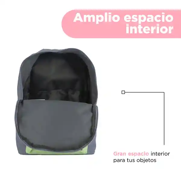 Maleta Escolar Gris y Verde Miniso