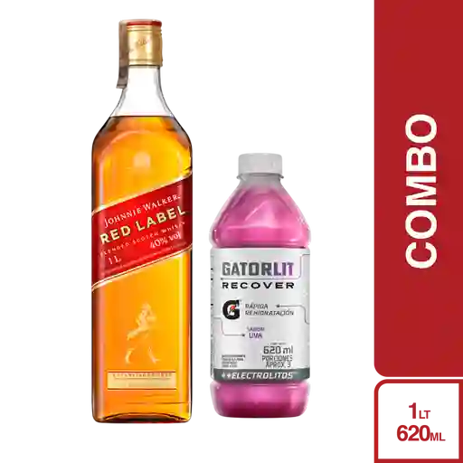 Combo Johnnie Walker Red Label + Gatorade Bebida Gatorlit Uva