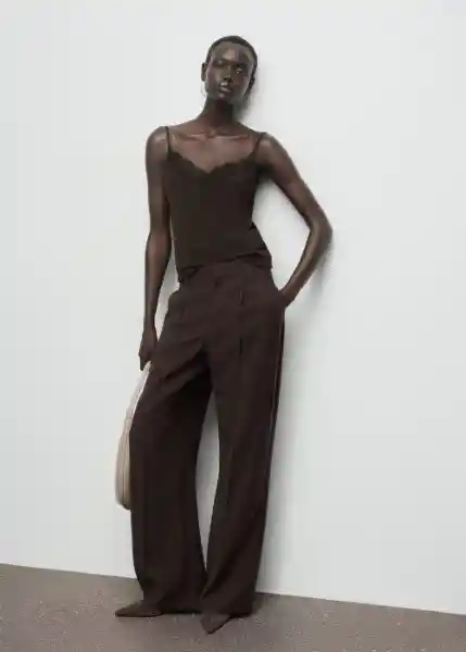 Top Verona Marrón Talla S Mujer Mango