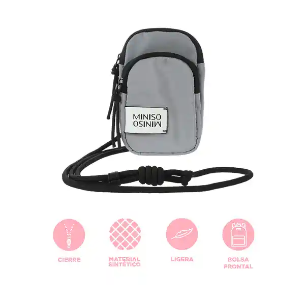 Bolso Mini Porta Celular Vitality Mix Gris Claro Miniso