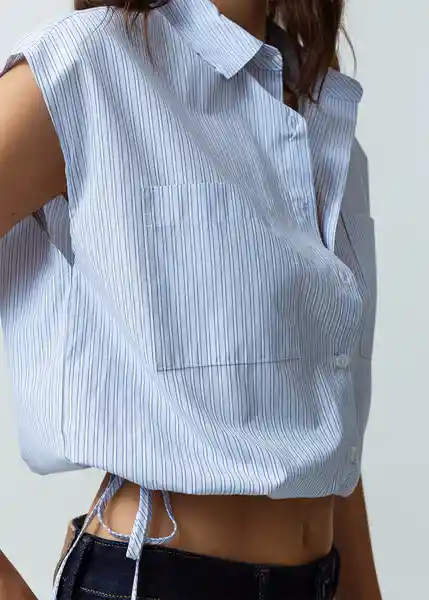 Camisa Mapi Mujer Azul Cetaceo Talla M Naf Naf