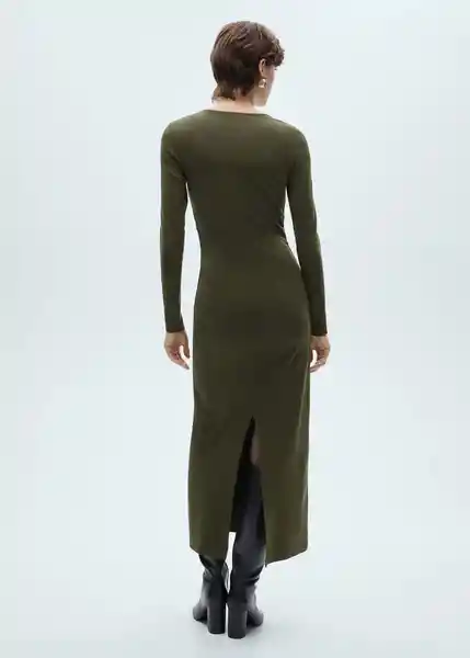 Vestido Basila Khaki Talla M Mujer Mango