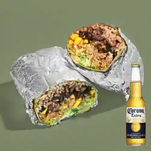 Combo Burrito de Pollo S/ Picante + Corona Bot. 355ml