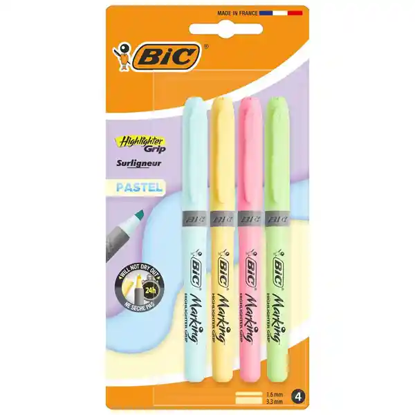 Bic Resaltador Grip Pastel