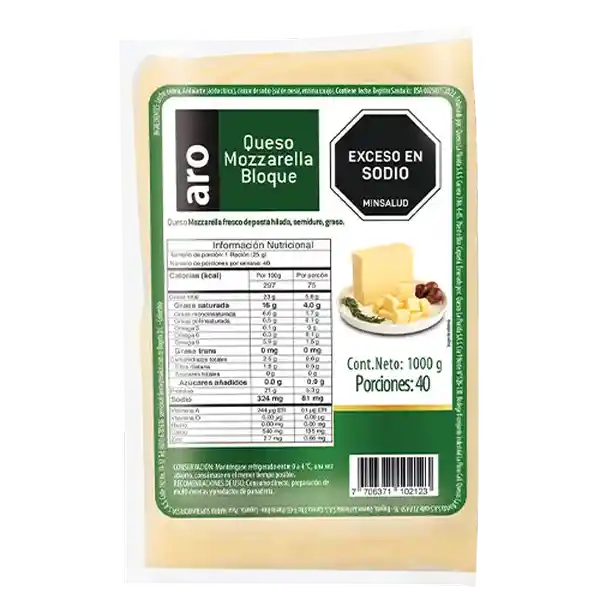 Aro Queso Mozzarella Bloque