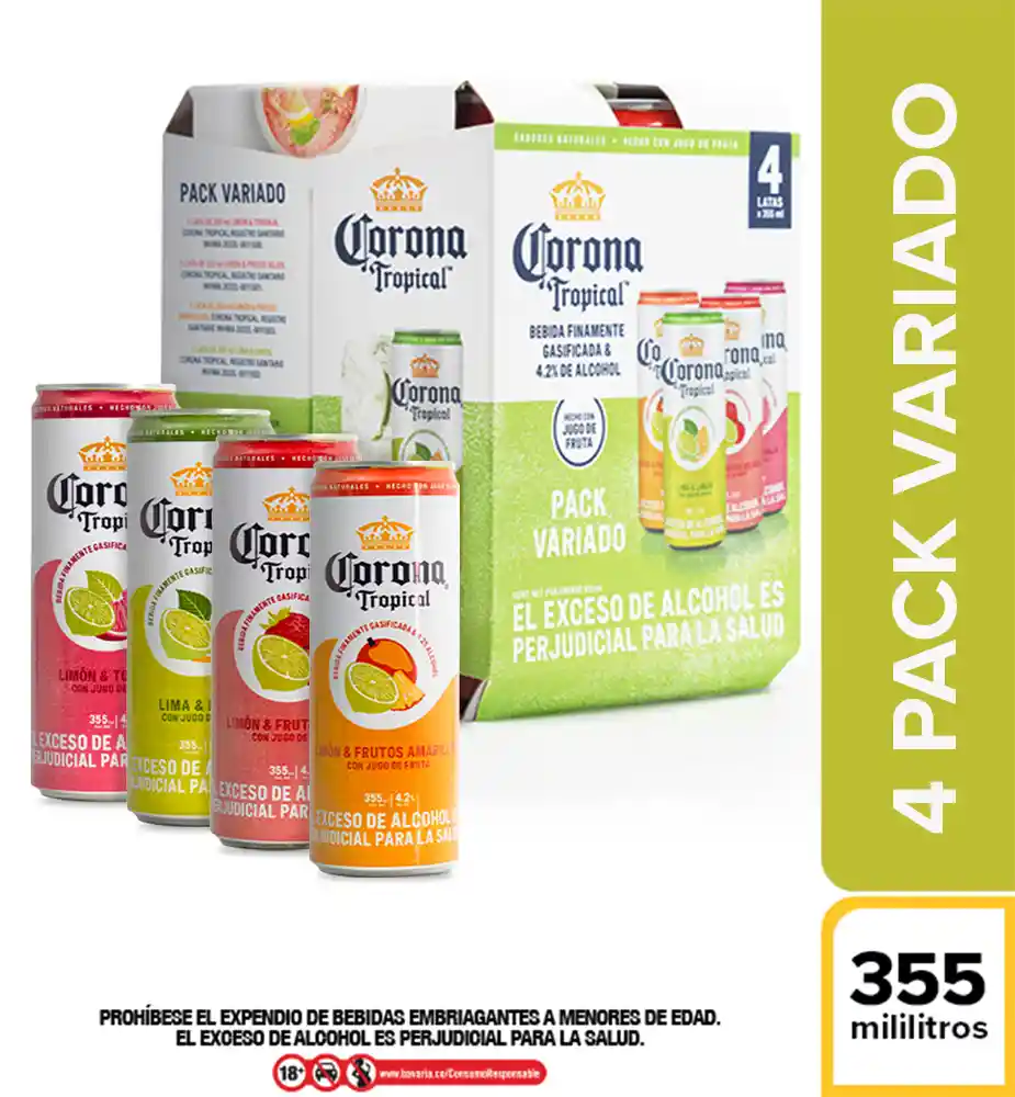 Corona Pack Bebida Alcohólica Tropical Surtido