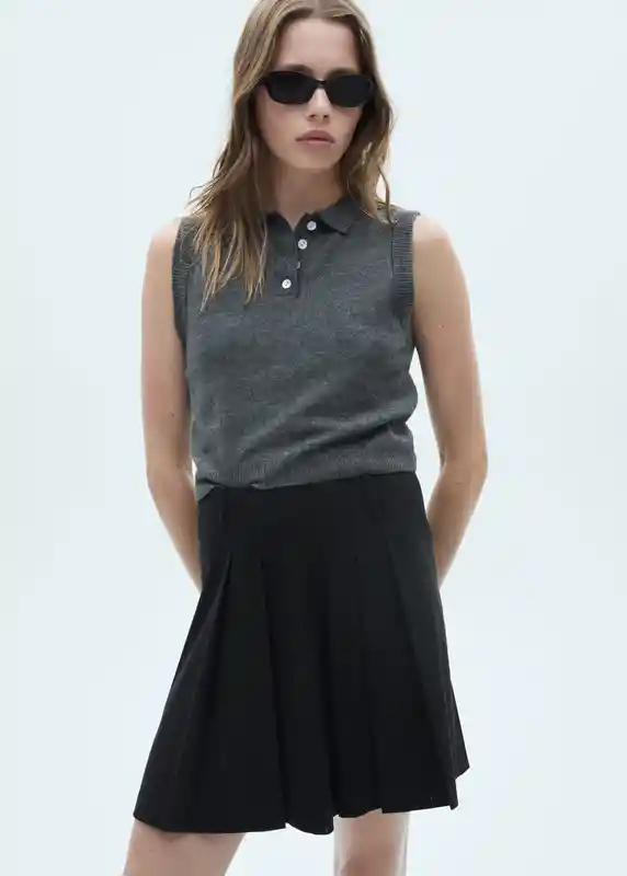 Falda Grunge Negro Talla 42 Mujer Mango