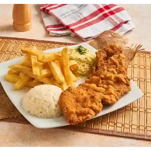 Combo con pechuga apanado