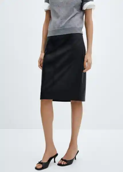 Falda Pencil Negro Talla 38 Mujer Mango