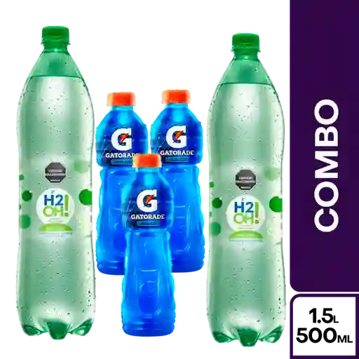 Combo H2Oh! Lima Limón + Gatorade Hidratante Mora Azul Blue Ice