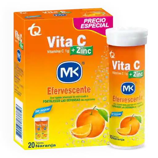 Duopack Vita C + Zinc MK Efervescente 1gr. Vitamina C Naranja 20 tabletas
