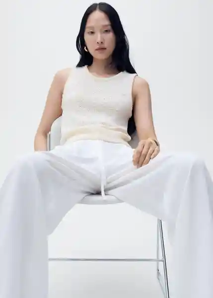 Pantalón Bonnie Blanco Talla 38 Mujer Mango