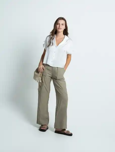 Camisa Peralpes Mujer Crudo Puro Claro Talla L 019E360 Naf Naf