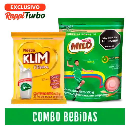 Combo Milo 590g + Leche en polvo KLIM Clásica 600g