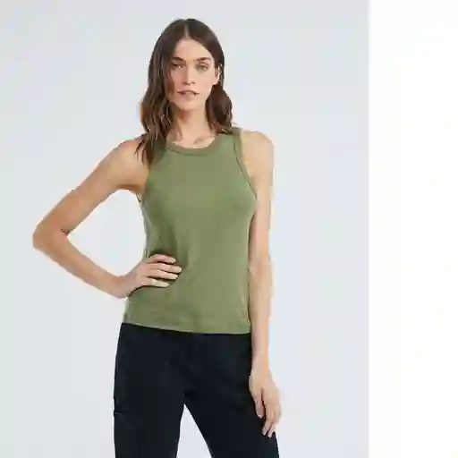 Camiseta Essential Ribbed Tank Top Mujer Verde Medio S Chevignon
