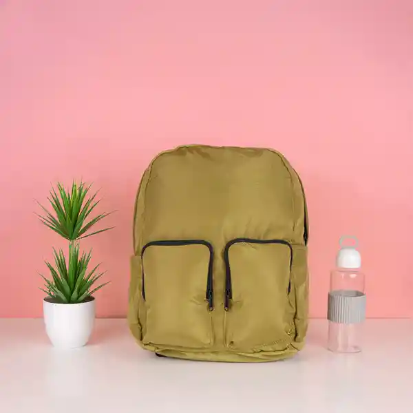 Maleta Con Doble Bolsa Frontal Verde Militar Miniso