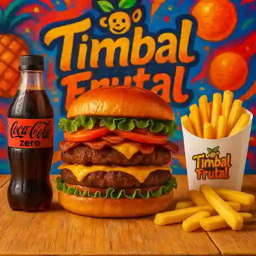 Hamburguesa doble carne + papas + coca