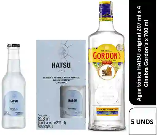 Combo Agua Tonica Hatsux4+Ginebra Gordonsx700 mL