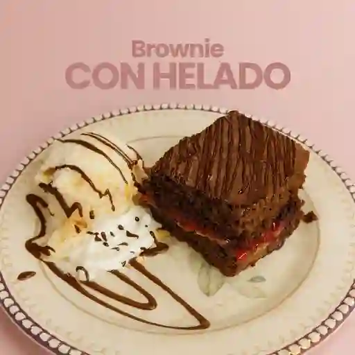 Brownie con helado