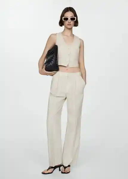 Chaleco Celia Crudo Talla M Mujer Mango