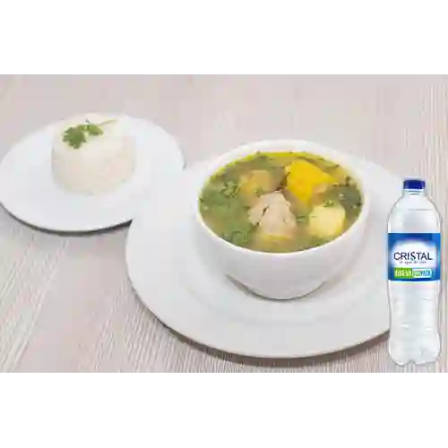 Combo Sopa de Pollo Grande +Agua Cristal S/gas 600ml