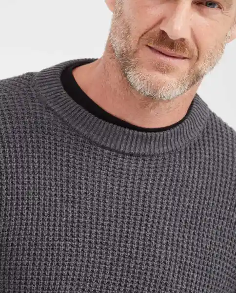 Suéter Tejido Crew Neck Gris Asfalto Oscuro Talla M Chevignon