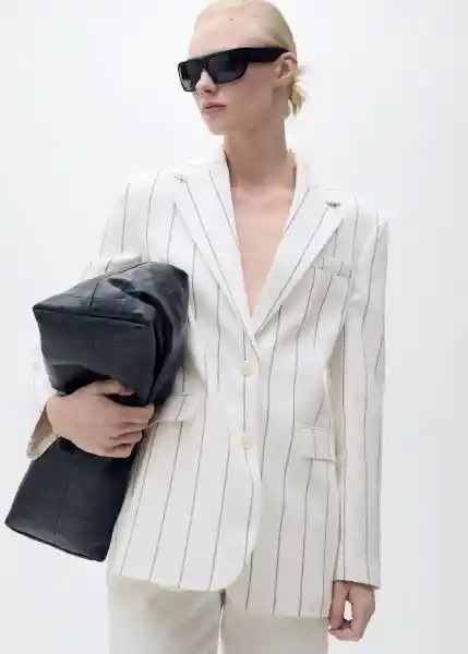 Blazer Americana Moscova Blanco Talla M Mujer Mango