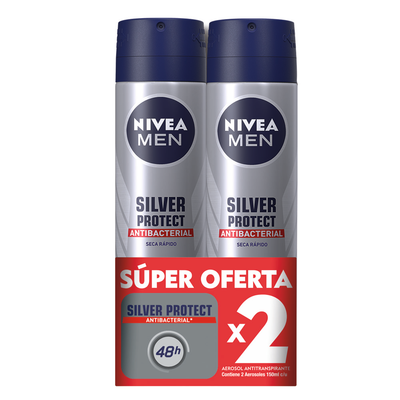 Desodorante Antibacterial Nivea Men Silver Protect Spray 150 ml x 2 unds
