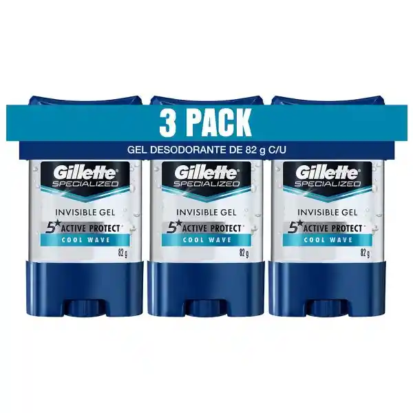 Desodorante Antitranspirante Hombre Gillette Specialized Gel Cool Wave 82 g Pack 3 Unidades