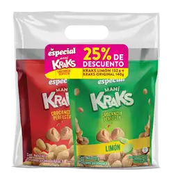 La Especial Maní Kraks Original 140 g + Maní Kraks Limón 132 g