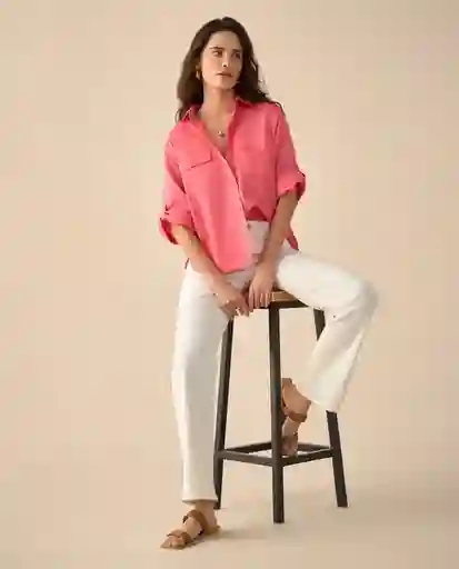 Camisa Rosa Camelia Medio Talla L 611G027 Esprit