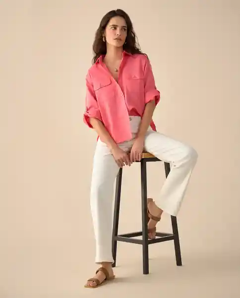 Camisa Rosa Camelia Medio Talla L 611G027 Esprit