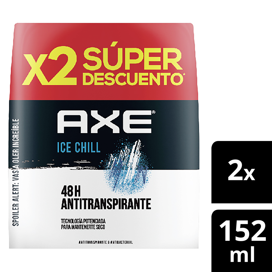 Desodorante Antitranspirante Axe Ice Chill Aerosol Hombre 152 ml x2