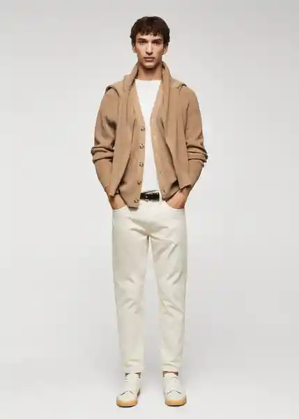 Cárdigan Cottonc Beige Talla XL Hombre Mango