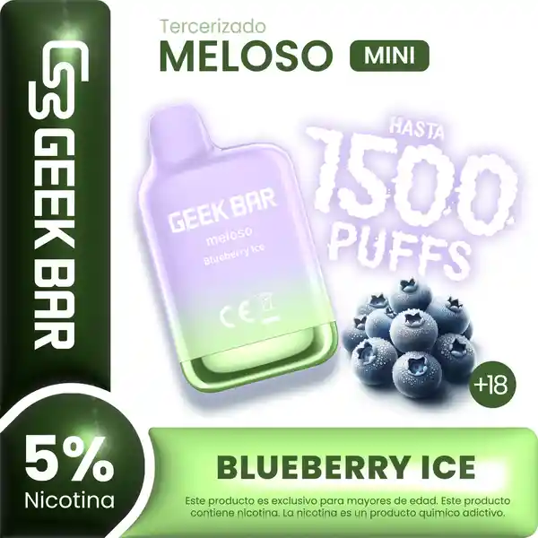 Geek Bar Vape Meloso Mini Blueberry Ice 1500 Puffs 5% Nicotina