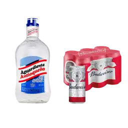 Combo Aguardiente Antioqueño + Budweiser 6 Und