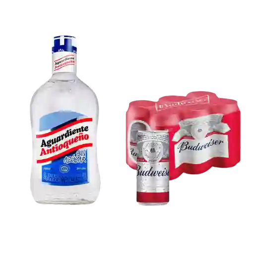 Combo Aguardiente Antioqueño + Budweiser 6 Und