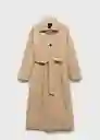 Abrigo Trench Rib Camel Talla 18 Mujer Mango