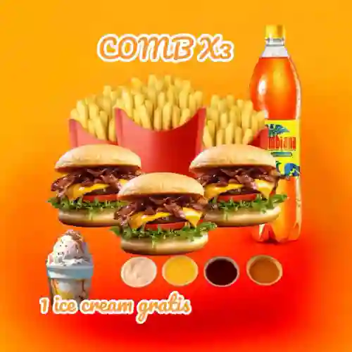 Hamburguesa Combo X3