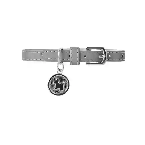 Collar Para Mascotas Dije Redondo Serie Silver Gray Miniso
