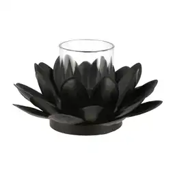 Casaideas Portavela Flor Metal Negro Diseño 0004