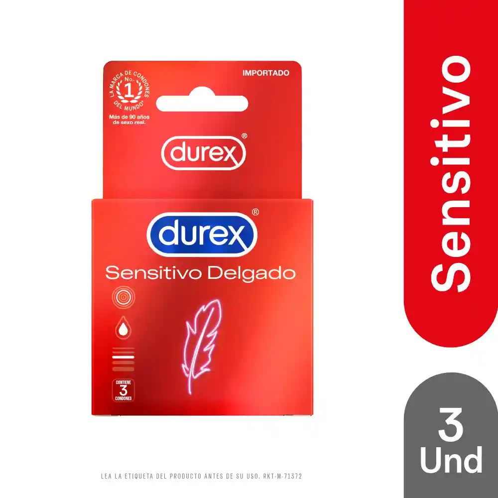 Condones Durex Sensitivo Delgado - Caja 3 unidades