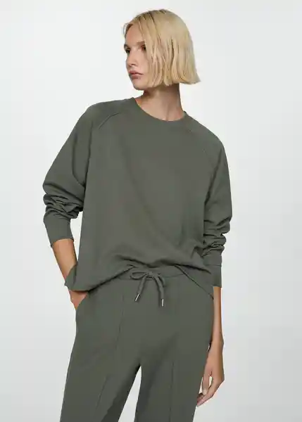 Sudadera Pique Khaki Talla M Mujer Mango