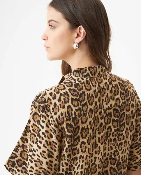 Blusa Animal Print Beige Caqui Medio Talla L Chevignon