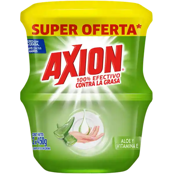 Lavaplatos en Crema Axion Aloe y Vitamina E 450g x 2und