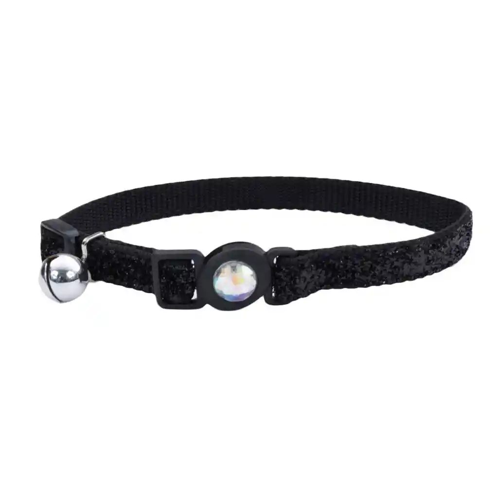 Collar Ajustable Gato Coastal Safe Cat Jeweled Buckle Negro