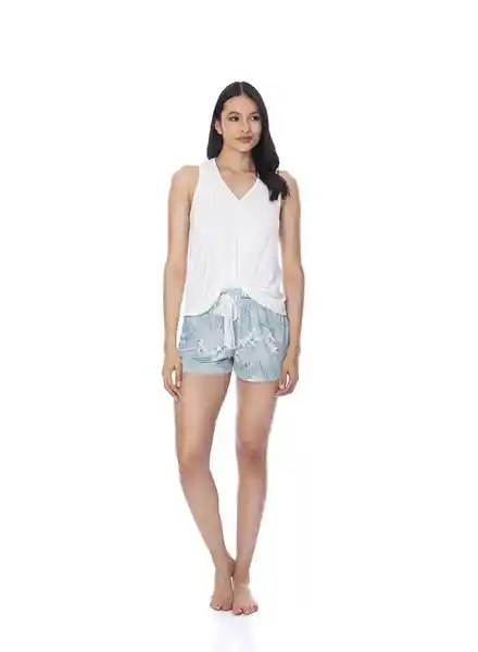 St Even Pijama Short + Camiseta Manga Sisa Flores Marfil Talla M