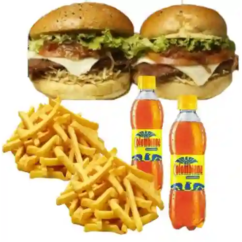 2 Hamburguesas+papitas y Gaseosas Gratis